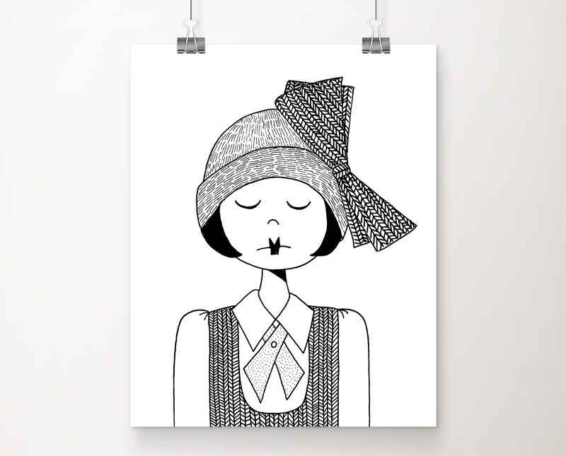 800x645 flapper girl art print kate gabrielle - Flapper Drawing