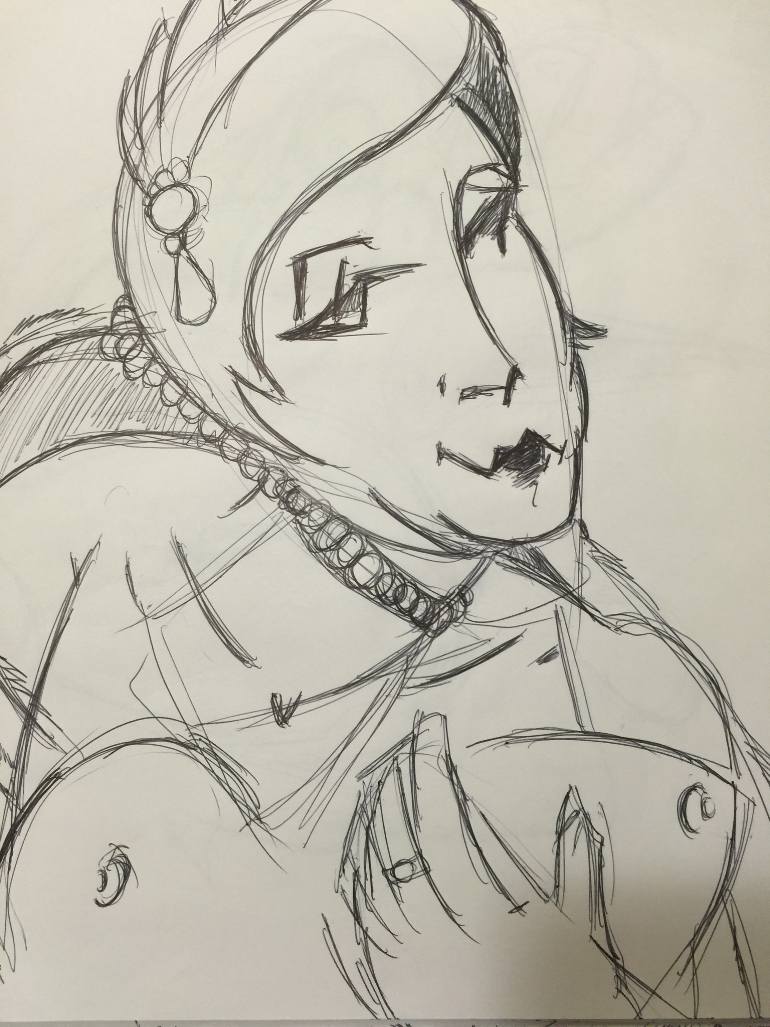 770x1027 flapper with breast exposed drawing - Flapper Drawing