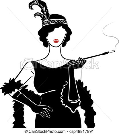 415x470 girl stencil flapper illustration illustration of a girl posing - Flapper Drawing
