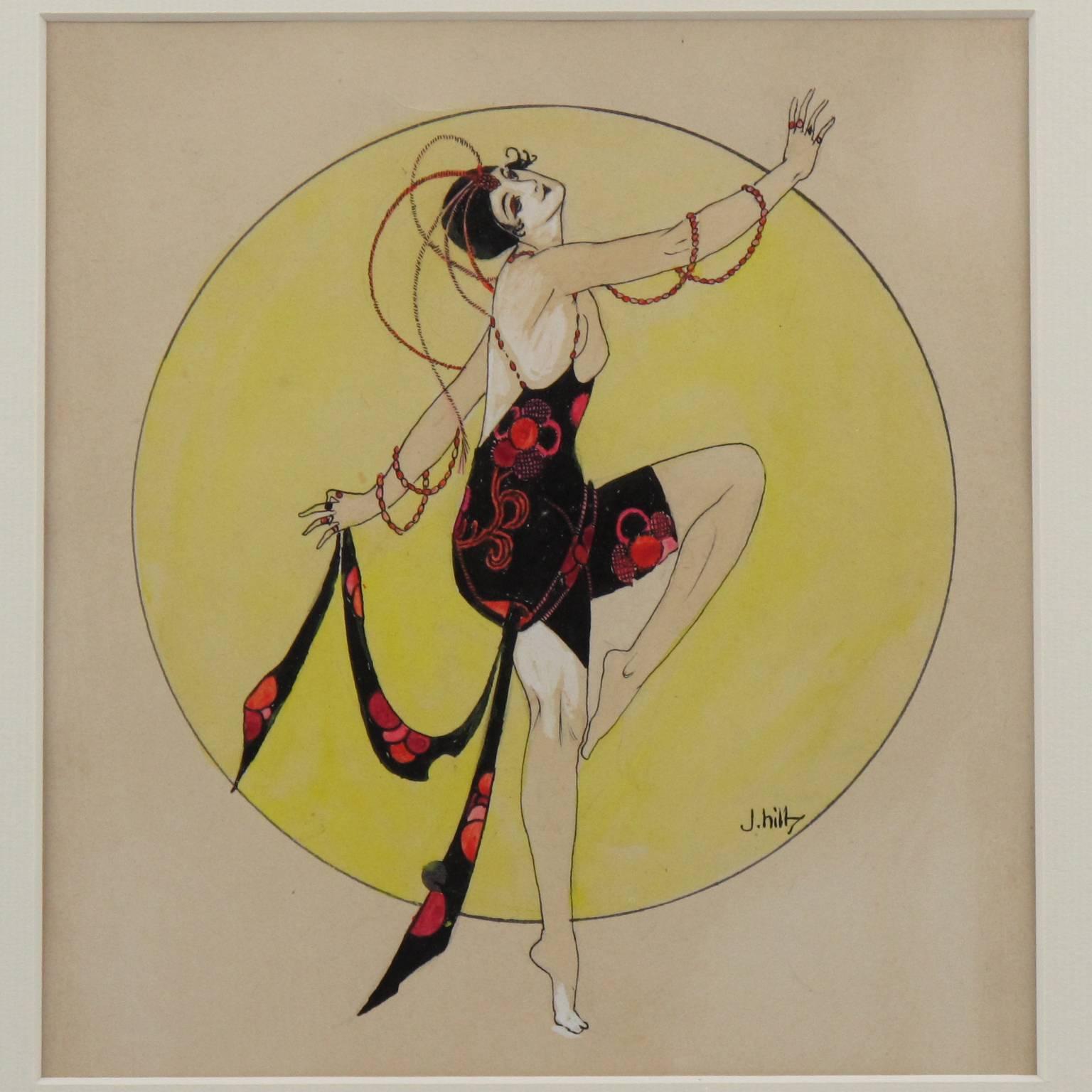 1536x1536 J Hilly Art Deco Ink And Gouache Illustration Drawing Dancing - Flapper Drawing