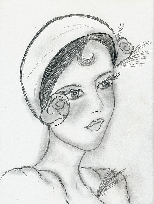 528x700 sweet rose flapper drawing - Flapper Drawing