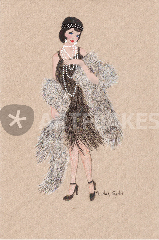 530x800 A Girl And Her Fur Drawing Art Prints And Posters - Flapper Girl Drawing