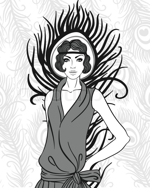 637x800 flapper girl retro party invitation stock vector colourbox - Flapper Girl Drawing