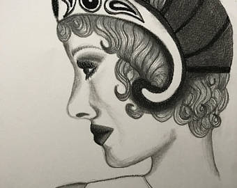 340x270 flapper girl drawing etsy - Flapper Girl Drawing