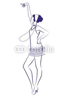 280x400 flapper girl wearing clothes and long necklaces dancing - Flapper Girl Drawing