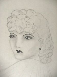 225x300 pencil drawing flapper girl art fashion lady portrait face - Flapper Girl Drawing