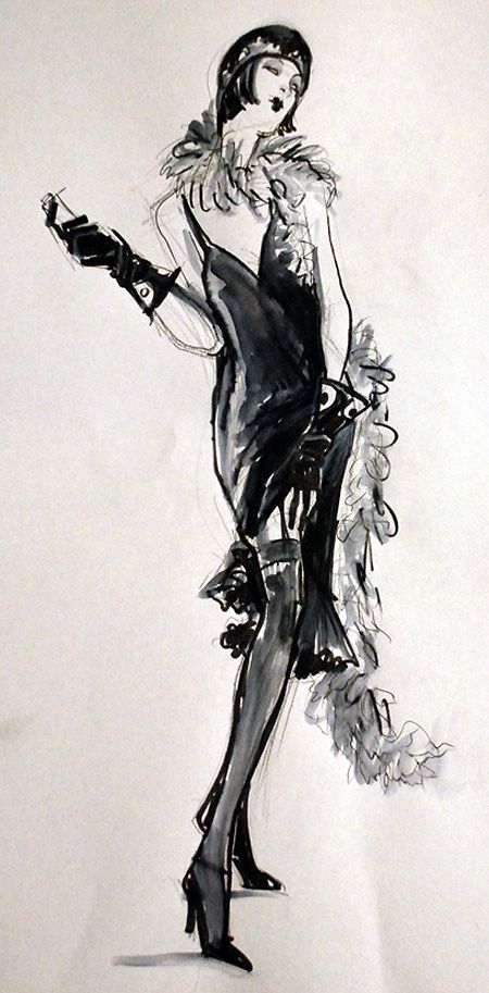 450x913 flapper girl photo and artwork the drawing club painting - Flapper Girl Drawing