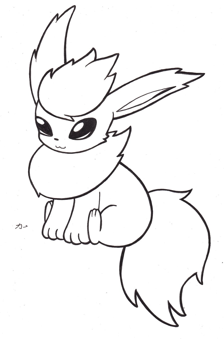 Eevee Lineart Flareon For Free Download - Flareon Drawing. 