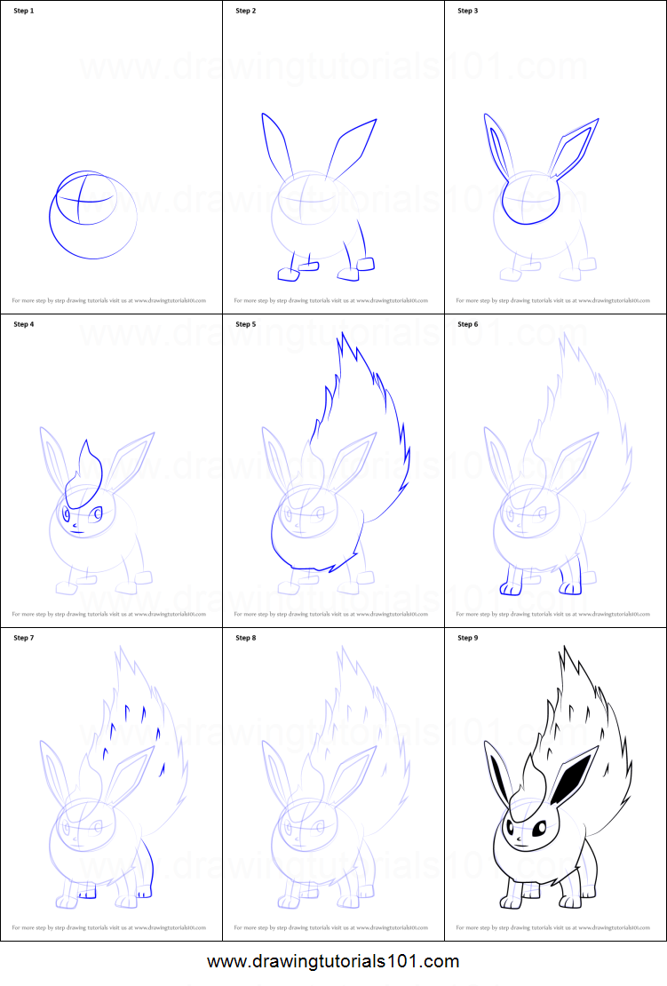 751x1110 How To Draw Flareon From Pokemon Go Printable Step - Flareon Drawing