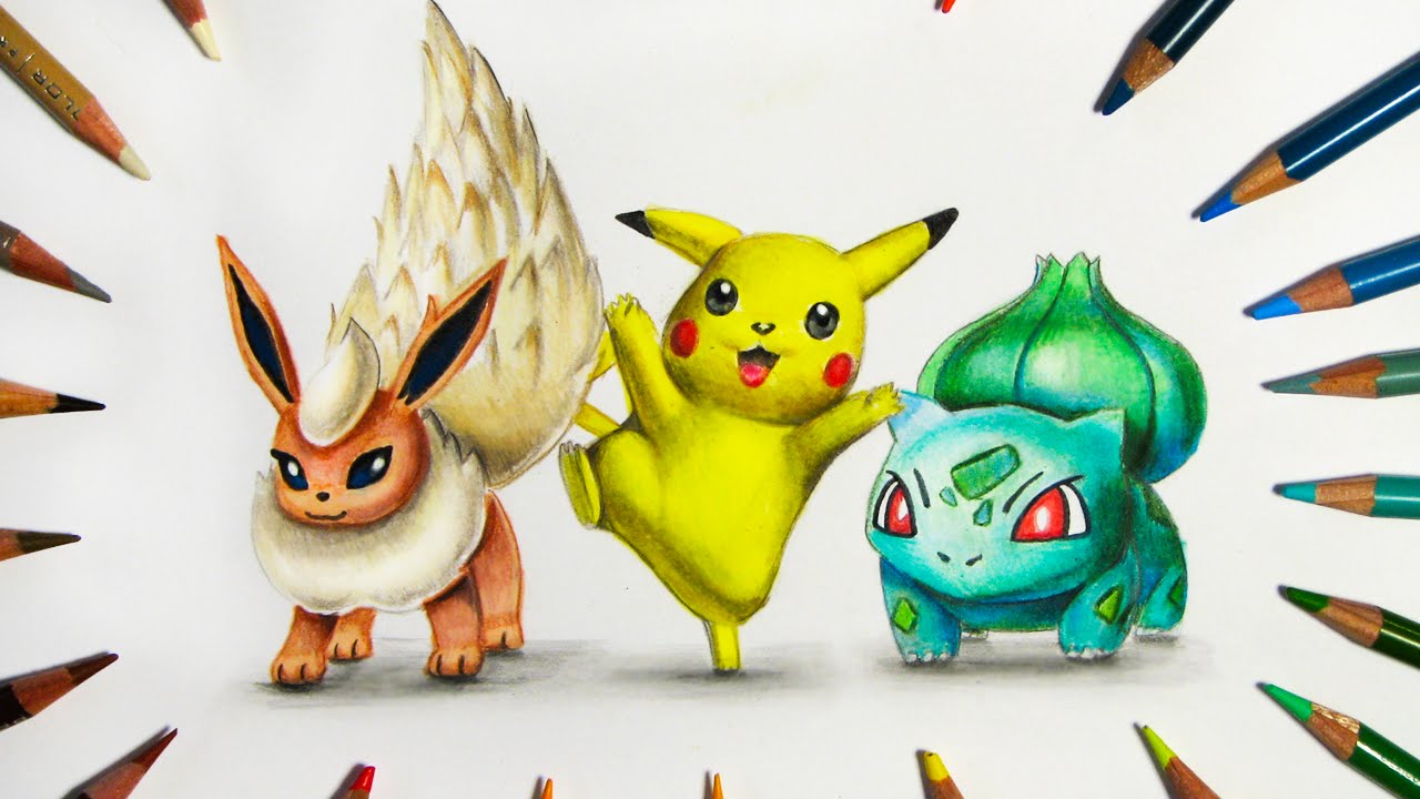 1280x720 Drawing Pokemon Go Flareon, Pikachu, Bulbasaur - Flareon Drawing