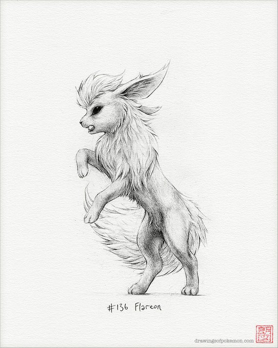 570x713 Flareon X Print Pokemon Drawing Art Artwork Etsy - Flareon Drawing