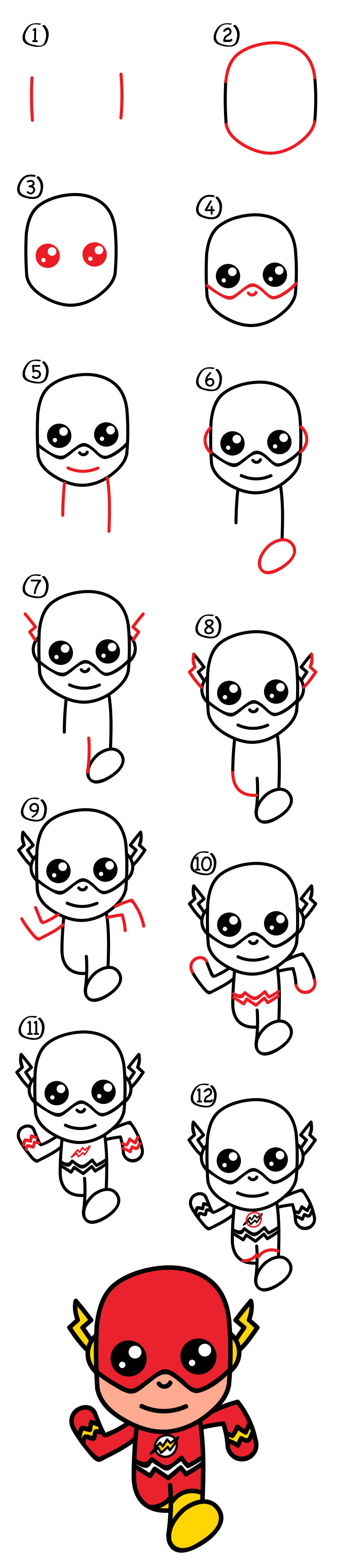 750x3476 How To Draw The Flash Cartoon - Flash Cartoon Drawing