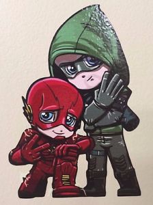 224x300 arrow oliver queen the flash barry allen chibi dc cw vinyl sticker - Flash Drawing Cw