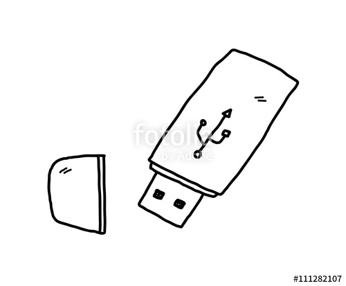 500x413 usb flash drive, a hand drawn vector doodle illustration of a usb - Flash Drive Drawing