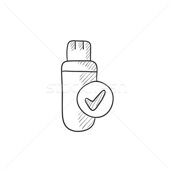 600x600 usb flash drive sketch icon vector illustration andrei krauchuk - Flash Drive Drawing