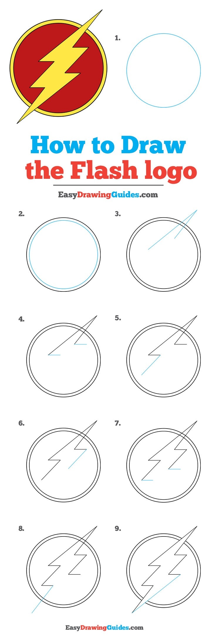 736x2176 How To Draw The Flash Logo - Flash Logo Drawing