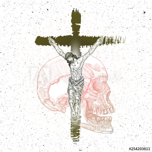 500x500 Jesus Christ Crucifixion With Drawing Of Skull, Symbol Of Saint - Flash Symbol Drawing