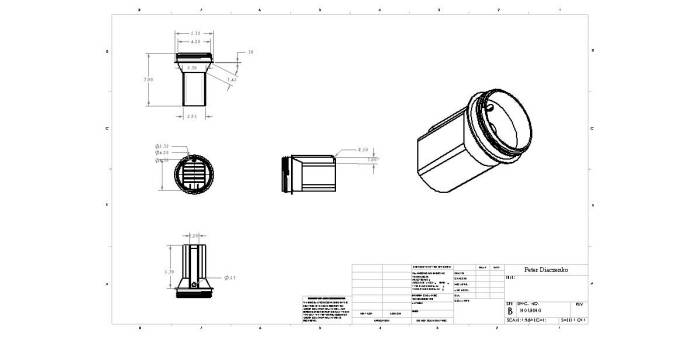 700x339 Flashlight Engineering Drawings - Flashlight Drawing