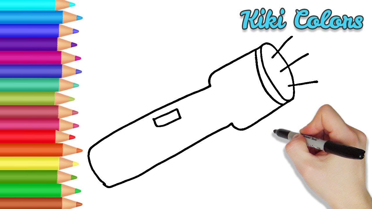 1280x720 How To Draw Flashlight Teach Drawing For Kids And Toddlers - Flashlight Drawing