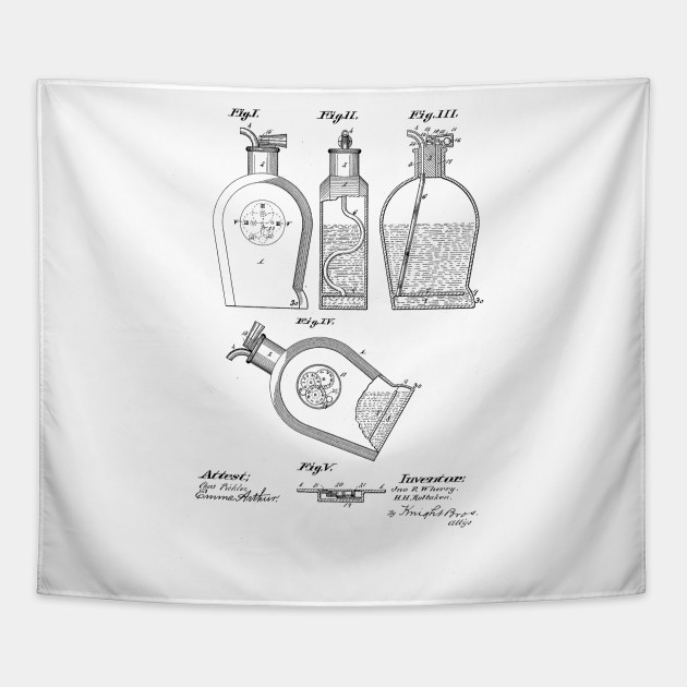 630x630 Measuring Bottle Flask Vintage Patent Hand Drawing - Flask Drawing
