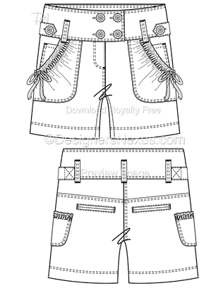316x409 Flat Fashion Sketches Bottoms Shorts Template - Flat Drawing