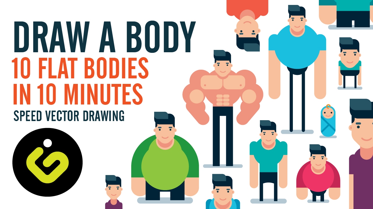1280x720 How To Draw A Body, Flat Design Bodies In Minutes, Speed - Flat Drawing