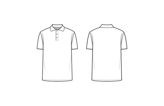 570x369 Polo Shirt Flat Drawing Etsy - Flat Drawing