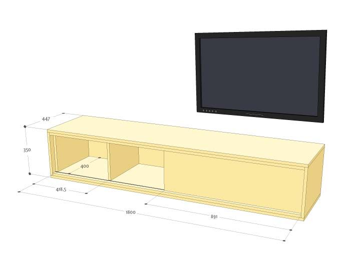 723x542 Diy Furniture Plan For Floating Design Tv Cabinet Arturo - Flat Screen Tv Drawing