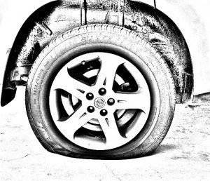 300x258 Can You Change A Car Tyre The Mad House Of Cats And Babies - Flat Tire Drawing