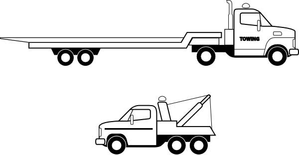 600x311 Flatbed Truck In Semi Truck Coloring Page - Flatbed Truck Drawing