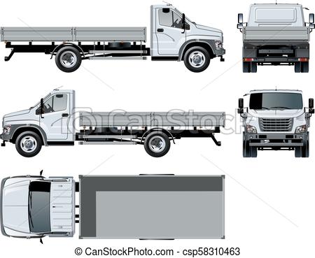 450x369 Vector Flatbed Truck Template Isolated On White For Car Branding - Flatbed Truck Drawing
