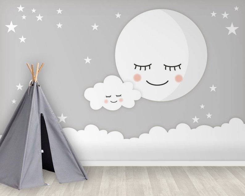 794x635 wallpaper photo wallpaper children's room baby room etsy - Fleece Drawing