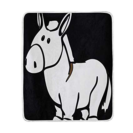 425x425 donkey drawing luxury fleece woolen blanket, plush - Fleece Drawing