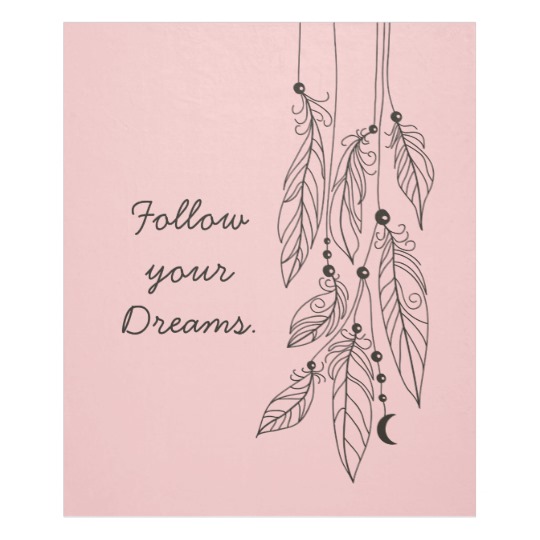 540x540 bohemian feathers drawing rose quartz background fleece blanket - Fleece Drawing