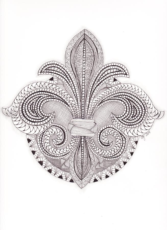 654x900 tangle fleur de lis drawing - Fleur De Lis Drawing