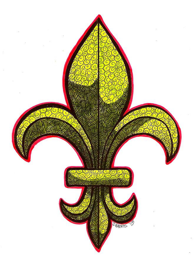 659x900 Fleur De Lis Colorized Drawing - Fleur De Lis Drawing