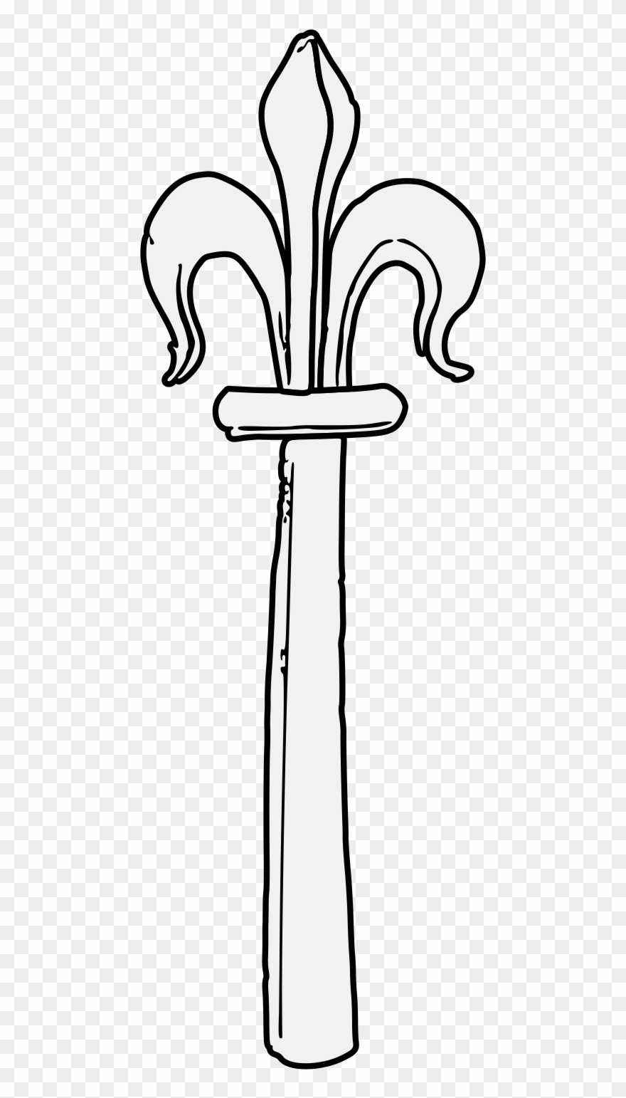880x1542 Staff Topped - Fleur De Lys Drawing