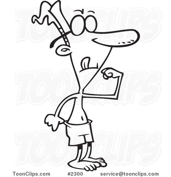 581x600 cartoon black and white line drawing of a skinny guy trying - Flex Drawing