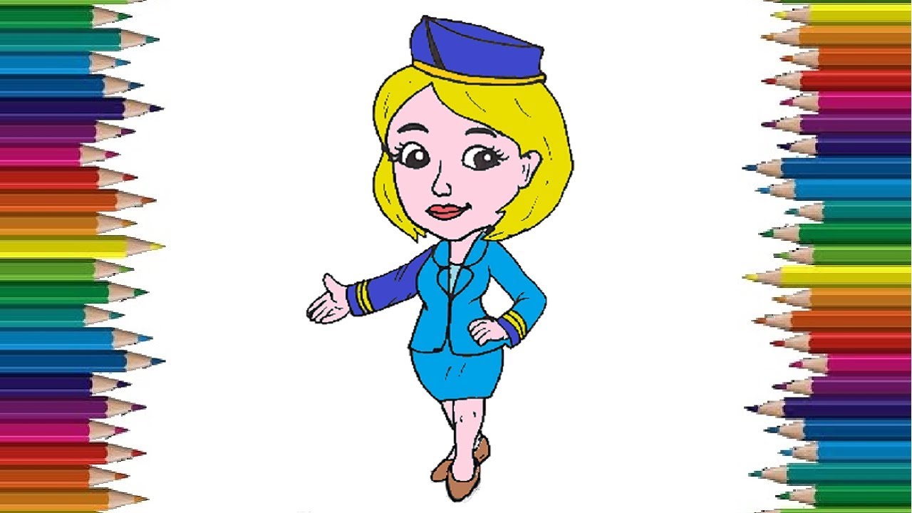 1280x720 How To Draw A Flight Attendant Step - Flight Attendant Drawing
