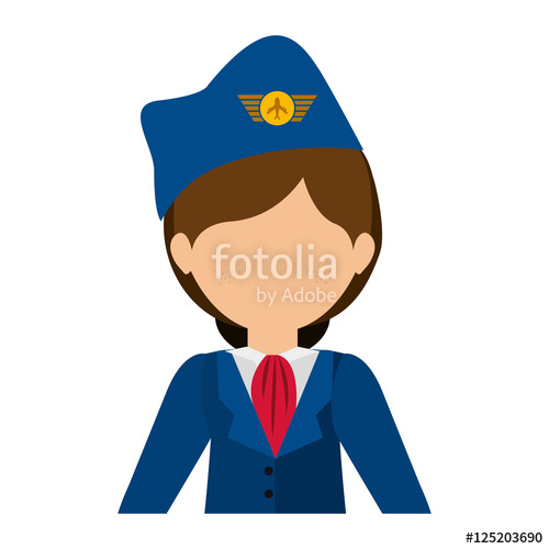 500x500 Half Body Flight Attendant With Suit And Hat Vector Illustration - Flight Attendant Drawing