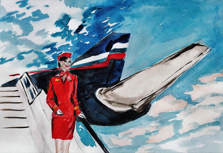 720x496 flight attendant - Flight Attendant Drawing