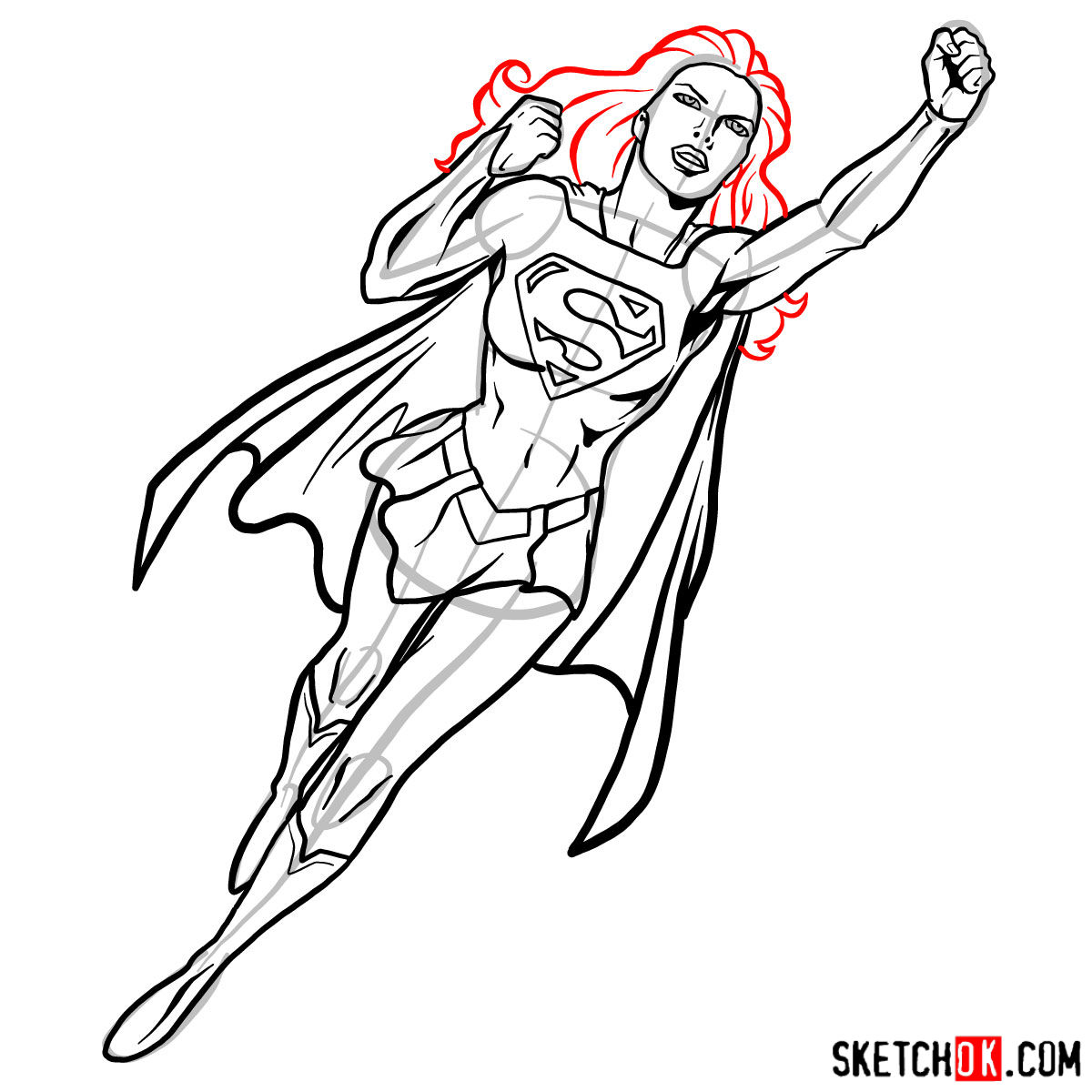 1200x1200 How To Draw Supergirl In Flight - Flight Drawing