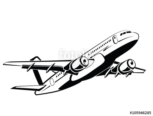 500x380 Airplane, Plane On Takeoff, Passenger Plane Airlines Airport - Flight Drawing