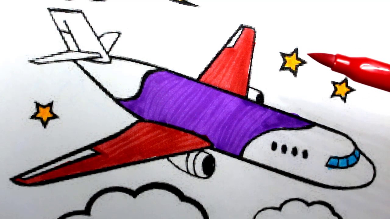 1280x720 Plane Drawing For Kids How To Draw An Airplane Easy Step - Flight Drawing