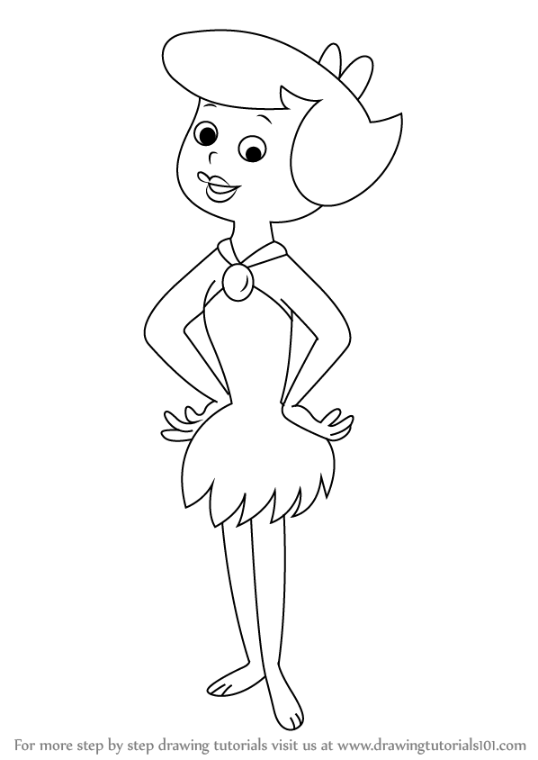 598x844 learn how to draw betty rubble from the flintstones - Flintstones Drawings