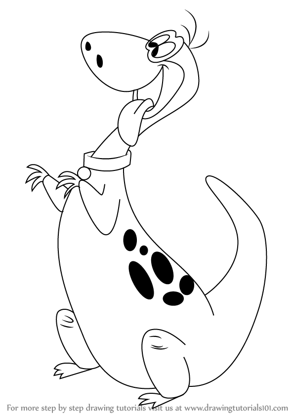 595x844 learn how to draw dino from the flintstones - Flintstones Drawings