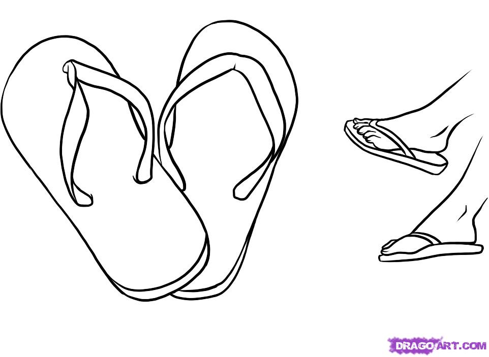 962x703 how to draw flip flops, step - Flip Drawing