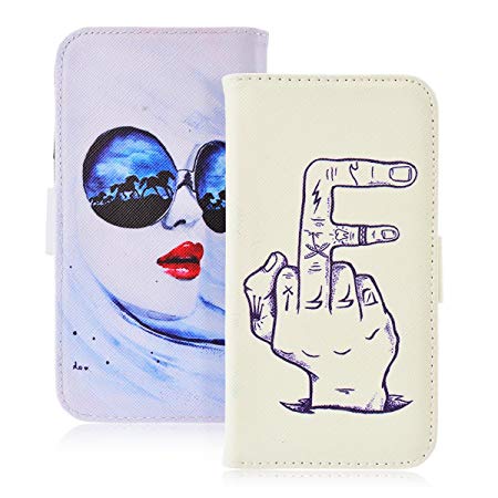450x450 Grandever Double Style Pattern Pu Leather Case Cover For Samsung - Flip Phone Drawing