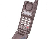 170x135 items similar to cell phone art print hand drawing retro flip - Flip Phone Drawing