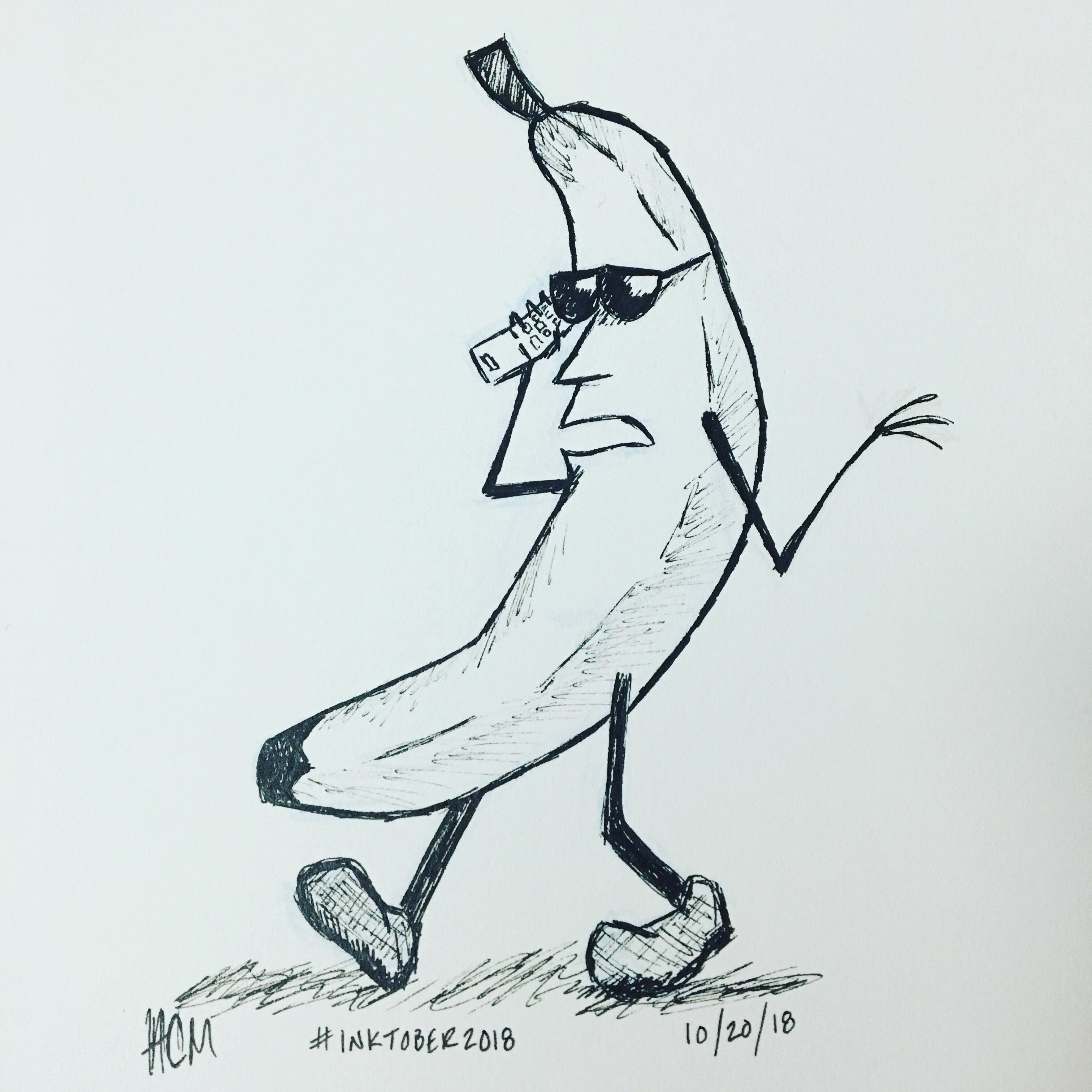 3024x3024 Just A Banana Guy On A Flip Phone Doodles - Flip Phone Drawing